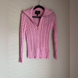 Ralph Lauren Baby Pink Cable Knit Half Zip Sweater